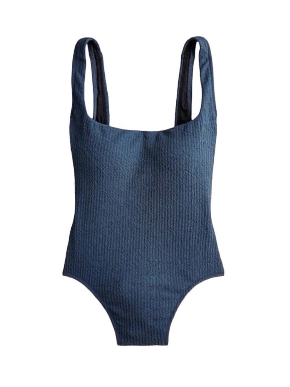 J. Crew Textured Navy One-Piece Swimsuit